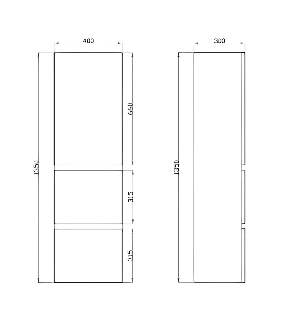 POSEIDON WALL HUNG TALL BOY DARK GREY 400MM X 1350MM