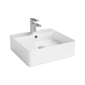 POSEIDON FINE CERAMIC WALL HUNG BASIN ULTRA SLIM GLOSS WHITE 450MM