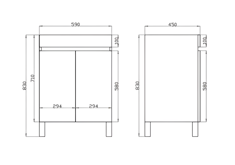 POSEIDON BERGE DARK GREY 600MM FLOOR STANDING VANITY