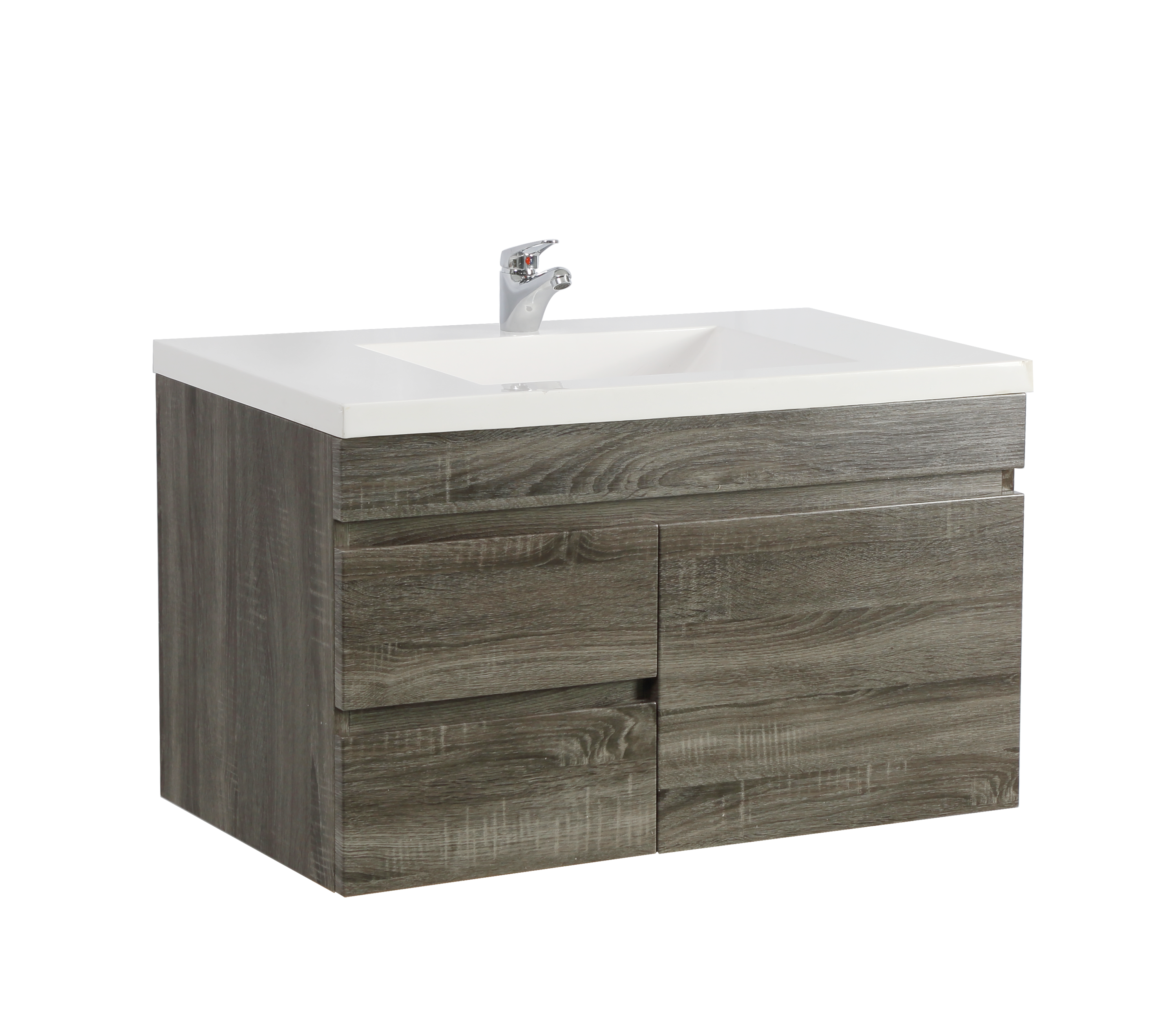 POSEIDON B74W DARK GREY 750MM WALL HUNG VANITY (AVAILABLE IN LEFT HAND DRAWER AND RIGHT HAND DRAWER)