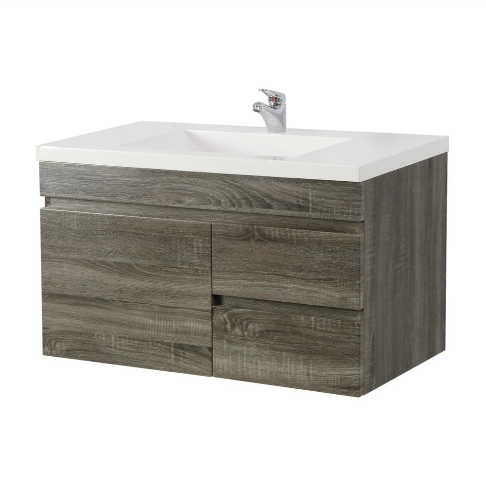 POSEIDON DARK GREY 750MM WALL HUNG VANITY (AVAILABLE IN LEFT HAND DRAWER AND RIGHT HAND DRAWER)