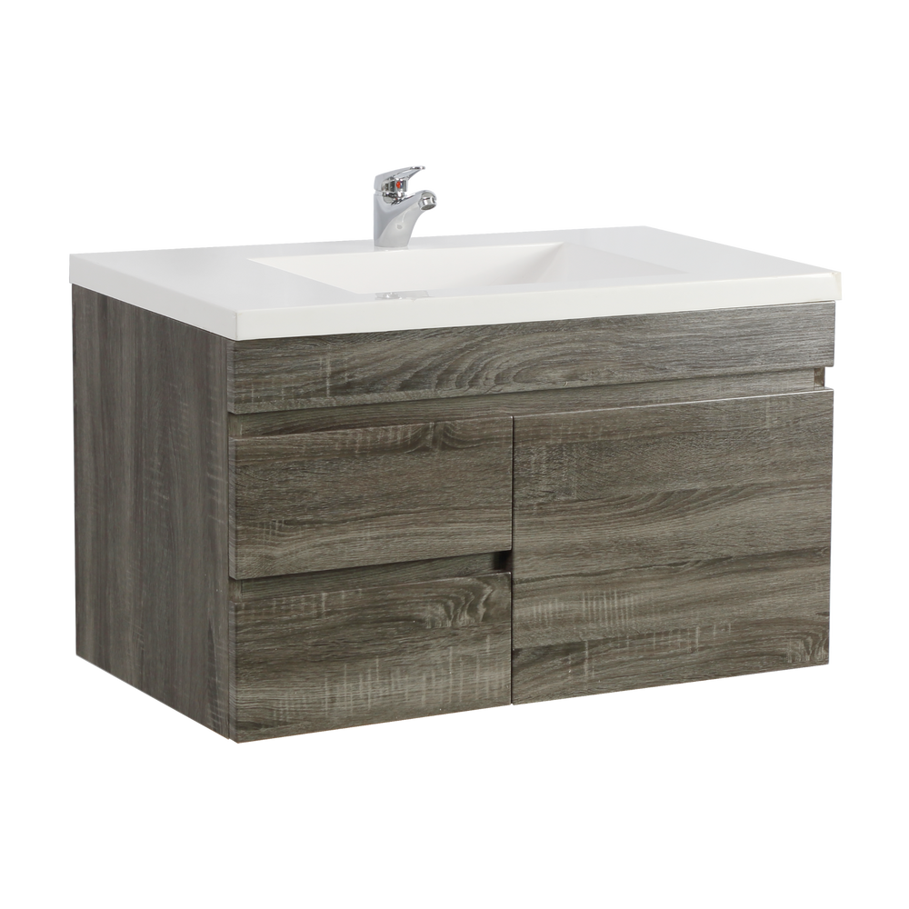 POSEIDON DARK GREY 900MM SINGLE BOWL WALL HUNG VANITY (AVAILABLE IN LEFT HAND DRAWER AND RIGHT HAND DRAWER)