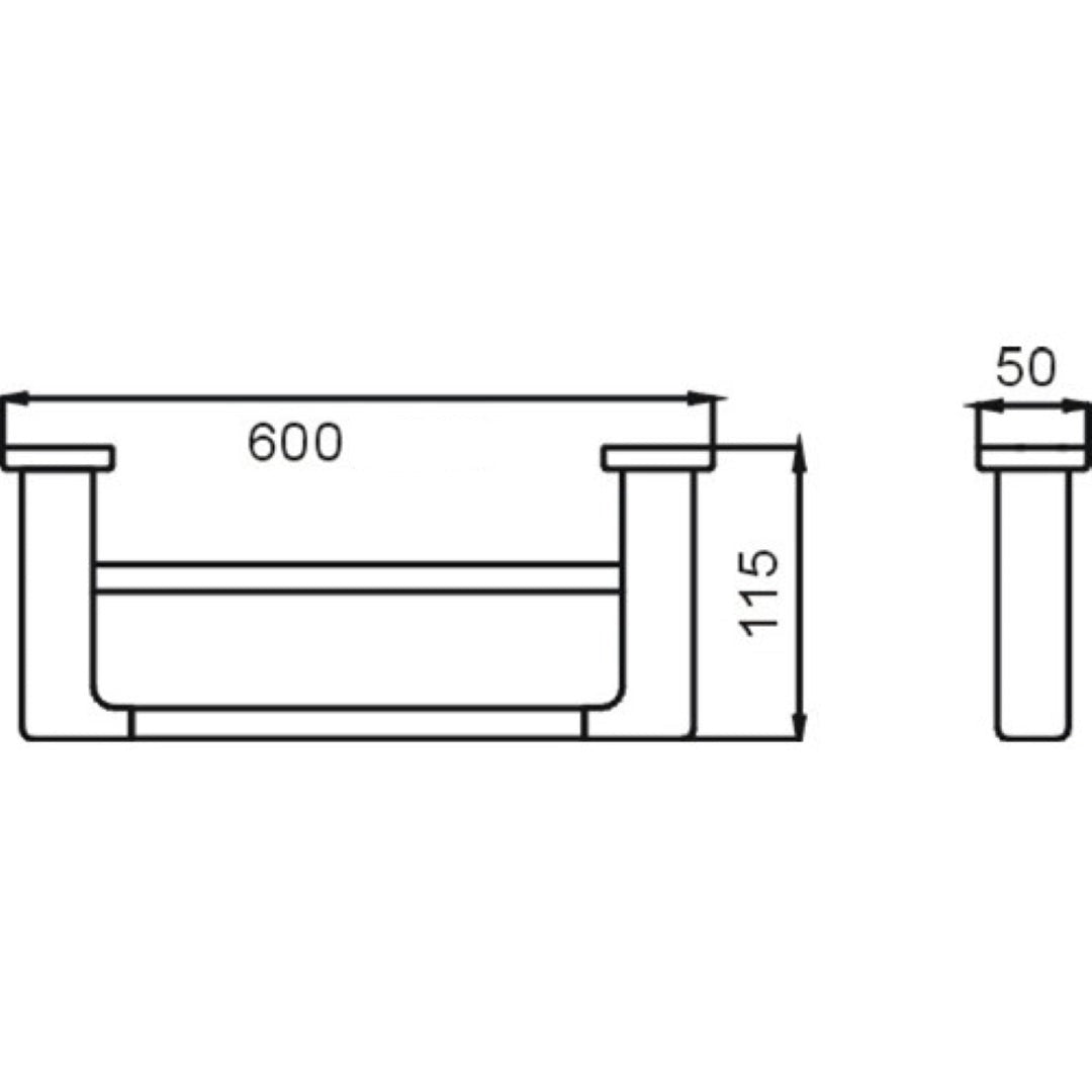 HELLYCAR ROBERT DOUBLE NON-HEATED TOWEL RAIL CHROME 600MM