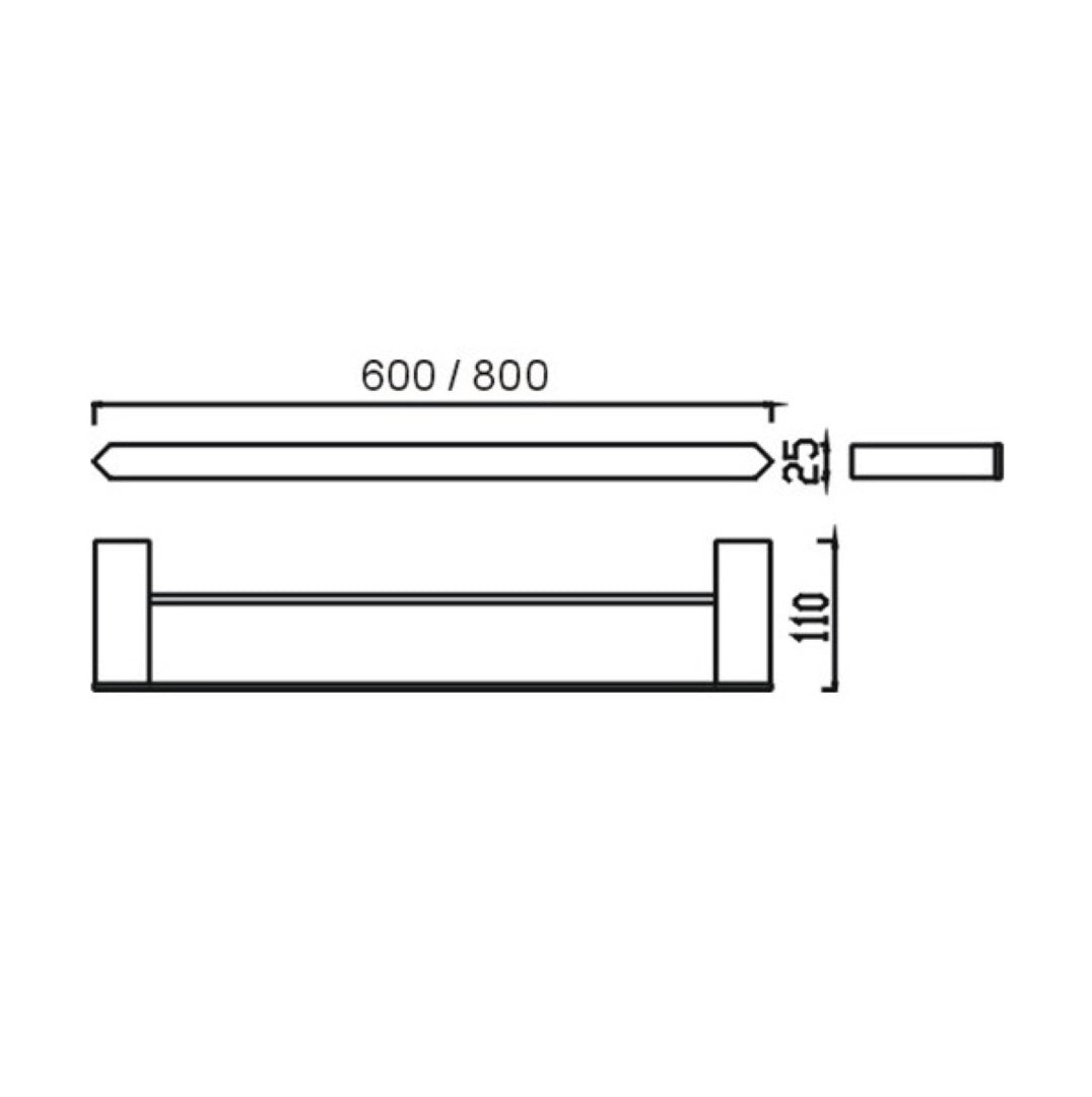 HELLYCAR VERGE DOUBLE NON-HEATED TOWEL RAIL CHROME 600MM AND 800MM