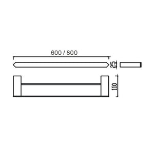 HELLYCAR VERGE DOUBLE NON-HEATED TOWEL RAIL CHROME 600MM AND 800MM