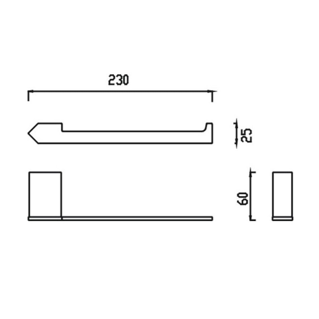 HELLYCAR VERGE NON-HEATED HAND TOWEL RAIL CHROME 230MM