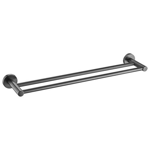HELLYCAR IDEAL DOUBLE NON-HEATED TOWEL RAIL BRUSHED GUN METAL 600MM, 750MM AND 900MM