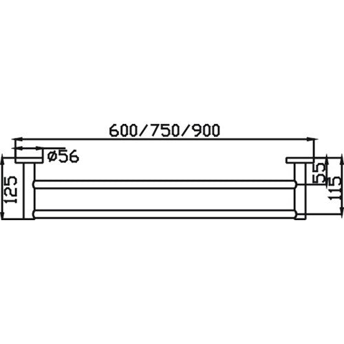 HELLYCAR IDEAL DOUBLE NON-HEATED TOWEL RAIL BRUSHED GUN METAL 600MM, 750MM AND 900MM