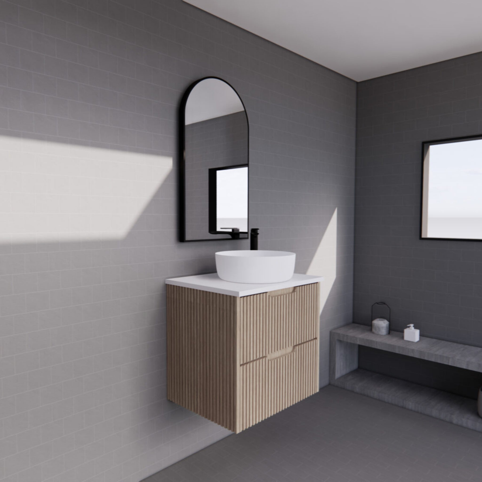 RIVA BALI AMERICAN OAK 600MM SINGLE BOWL WALL HUNG VANITY