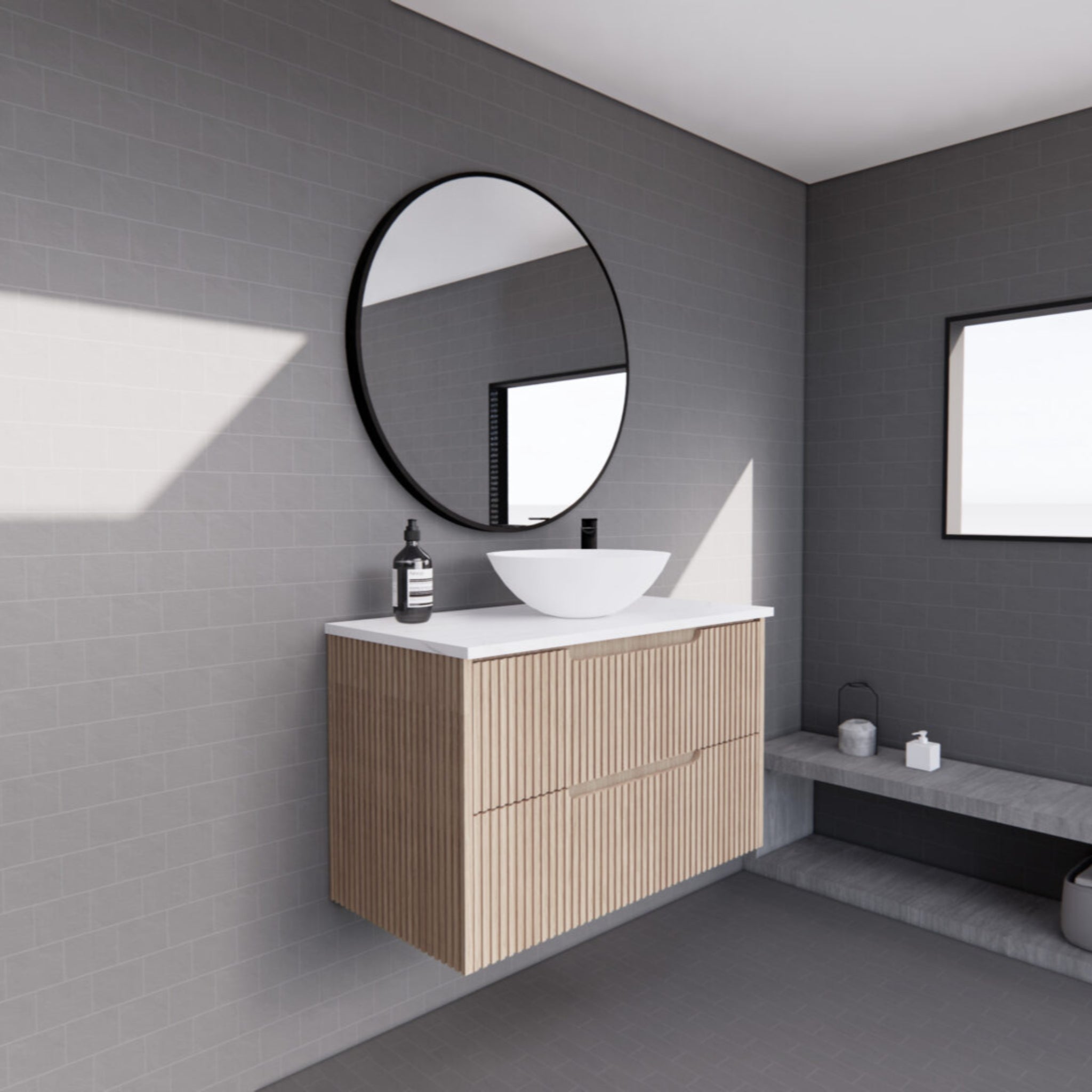 RIVA BALI AMERICAN OAK 900MM SINGLE BOWL WALL HUNG VANITY