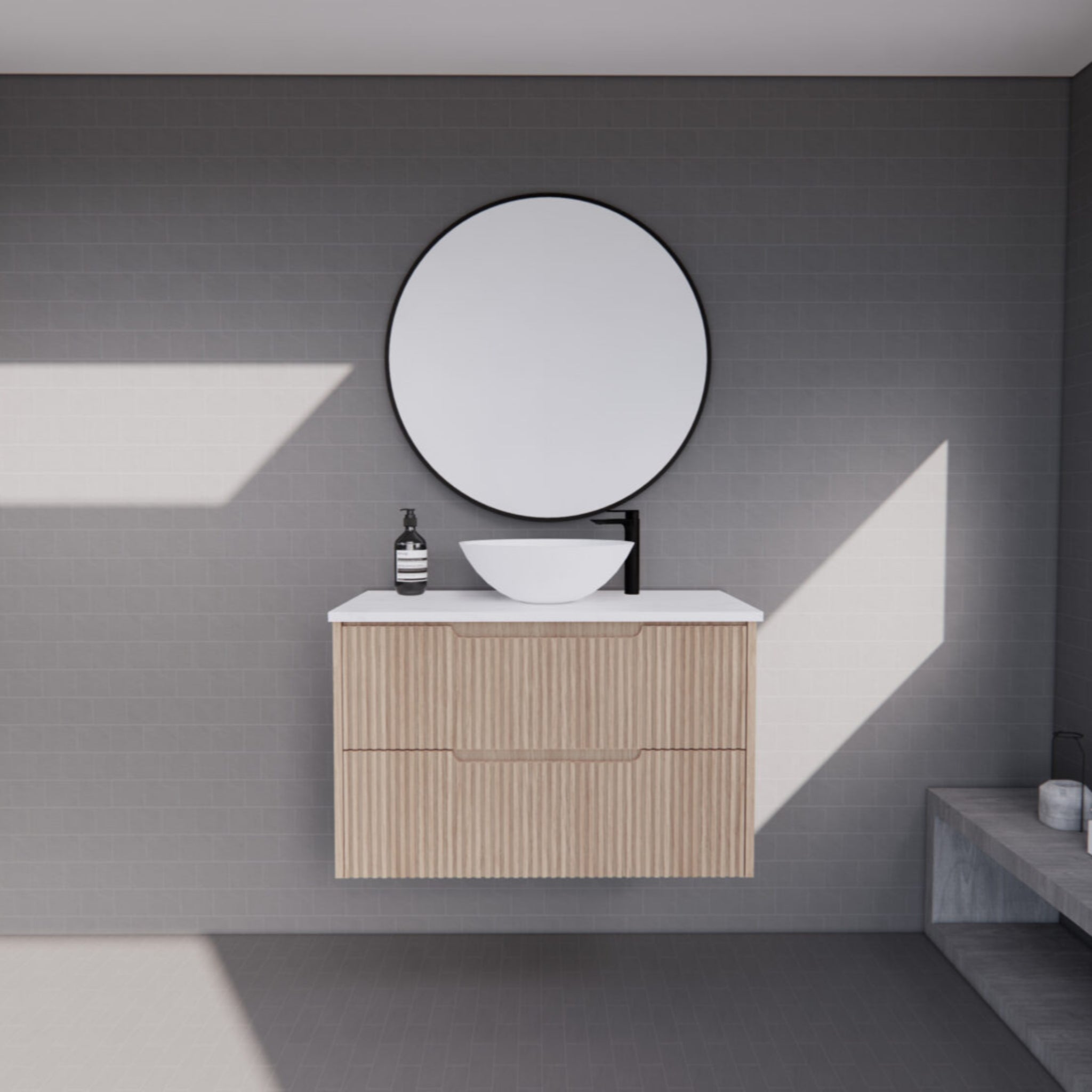 RIVA BALI AMERICAN OAK 900MM SINGLE BOWL WALL HUNG VANITY