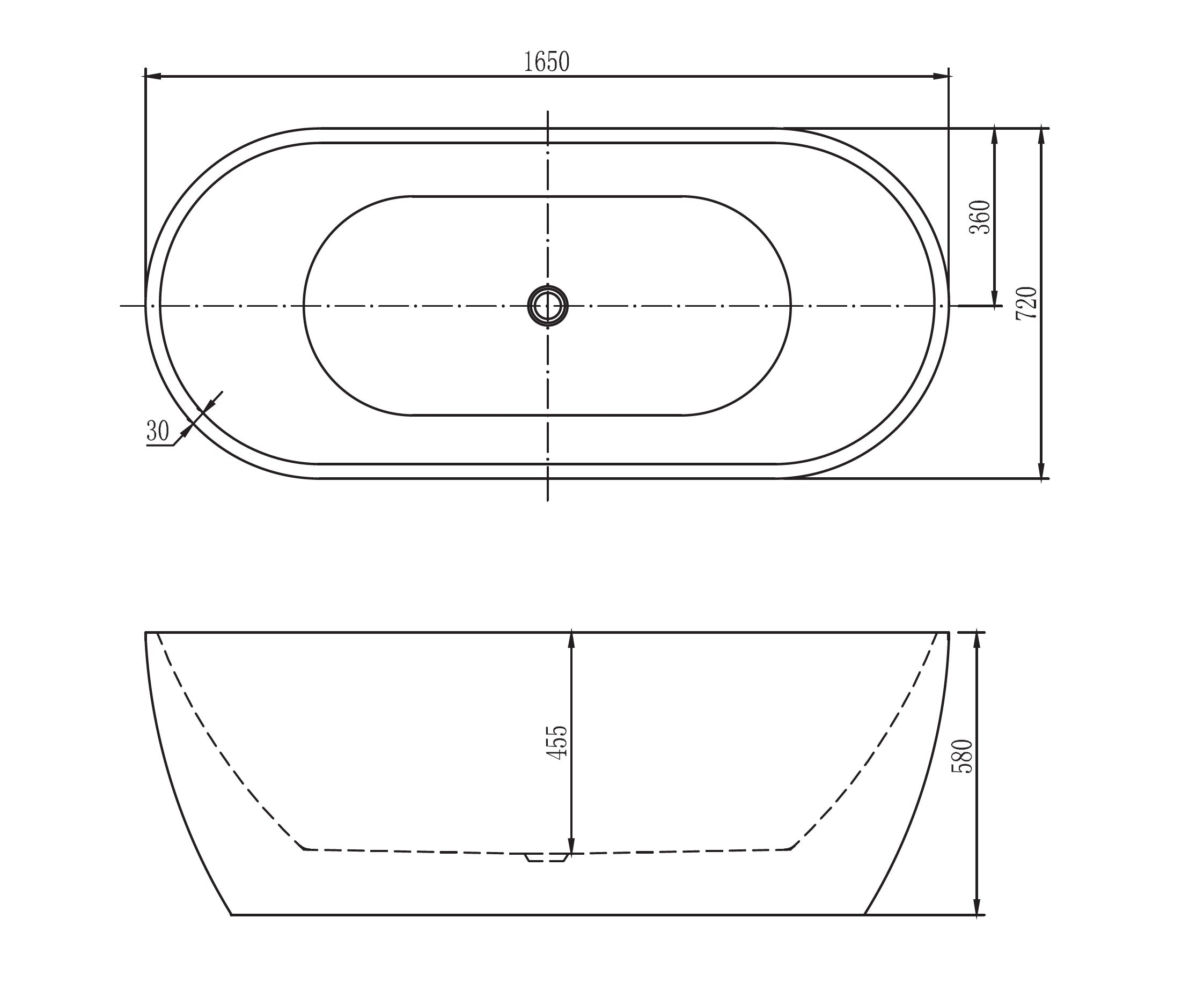 BEL BAGNO SAPPHIRE FREESTANDING BATHTUB SEMI GLOSS BLACK 1650MM