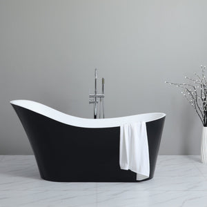 POSEIDON BEVEL FREESTANDING BATHTUB NF GLOSS BLACK AND GLOSS WHITE 1700MM