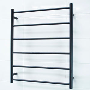 RADIANT HEATING 6-BARS ROUND NON-HEATED TOWEL RAIL MATTE BLACK 700MM