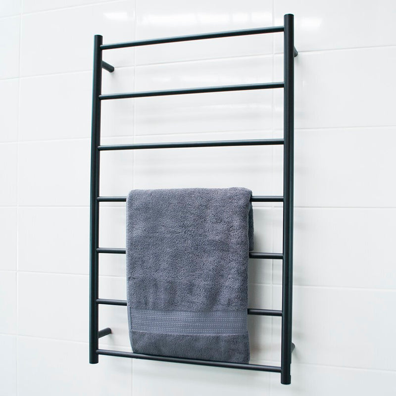RADIANT HEATING 7-BARS ROUND NON-HEATED TOWEL RAIL MATTE BLACK 700MM