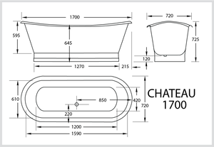 BROADWAY CHATEAU FREESTANDING BATHTUB BLACK 1700MM