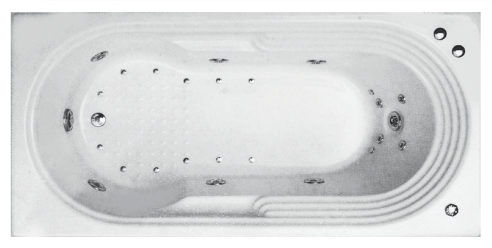 BROADWAY DISTINCTO SPA BATHTUB GLOSS WHITE 1780MM WITH 11-JETS