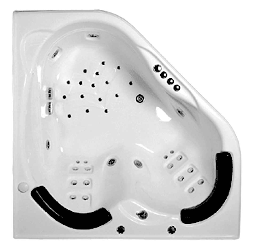 BROADWAY SAPPHIRA CORNER SPA BATH WHITE 1500MM WITH 18-JETS