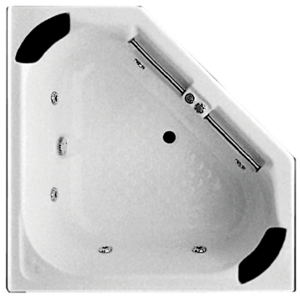 BROADWAY VILLENA CORNER SPA BATH WHITE 1350MM WITH JET CONFIGURATIONS