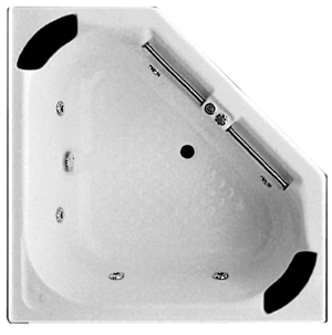 BROADWAY VILLENA CORNER SPA BATH WHITE 1350MM WITH JET CONFIGURATIONS