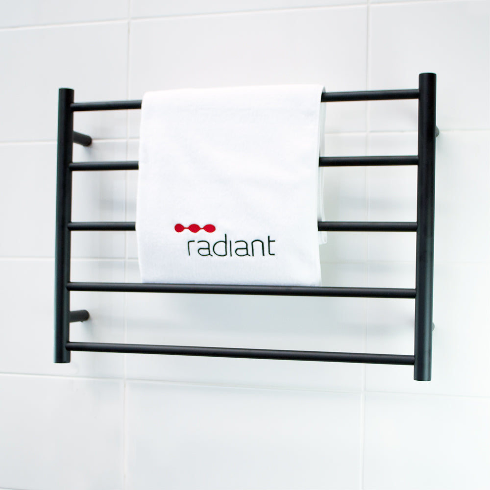 RADIANT HEATING 5-BARS ROUND HEATED TOWEL RAIL MATTE BLACK 750MM