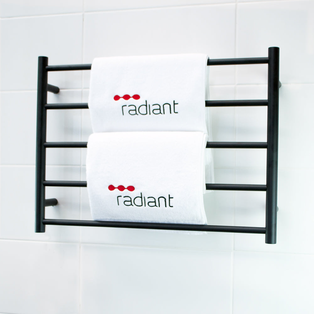 RADIANT HEATING 5-BARS ROUND HEATED TOWEL RAIL MATTE BLACK 750MM