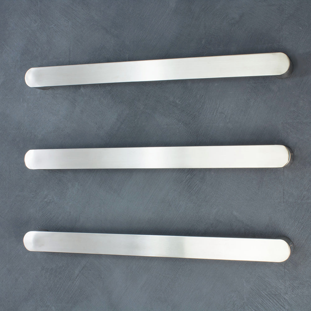 RADIANT HEATING ASPEN CURVED HEATED SINGLE TOWEL RAIL BRUSHED SATIN 650MM AND 800MM