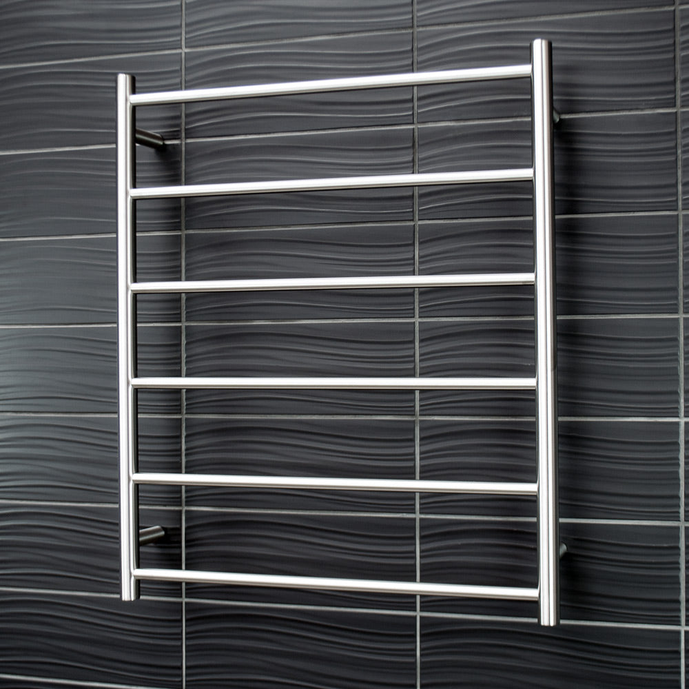 RADIANT HEATING 6-BARS ROUND NON-HEATED TOWEL RAIL BRUSHED SATIN 700MM