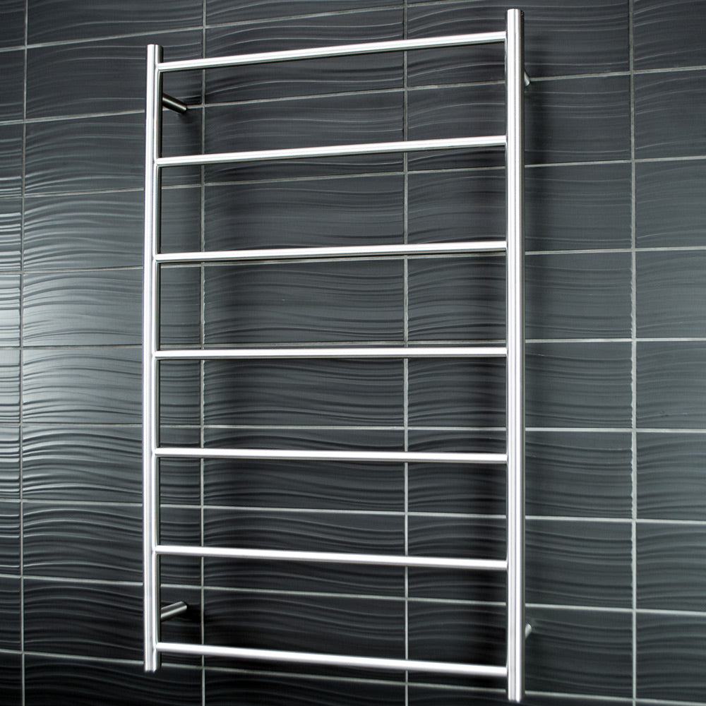 RADIANT HEATING 7-BARS ROUND NON-HEATED TOWEL RAIL BRUSHED SATIN 700MM