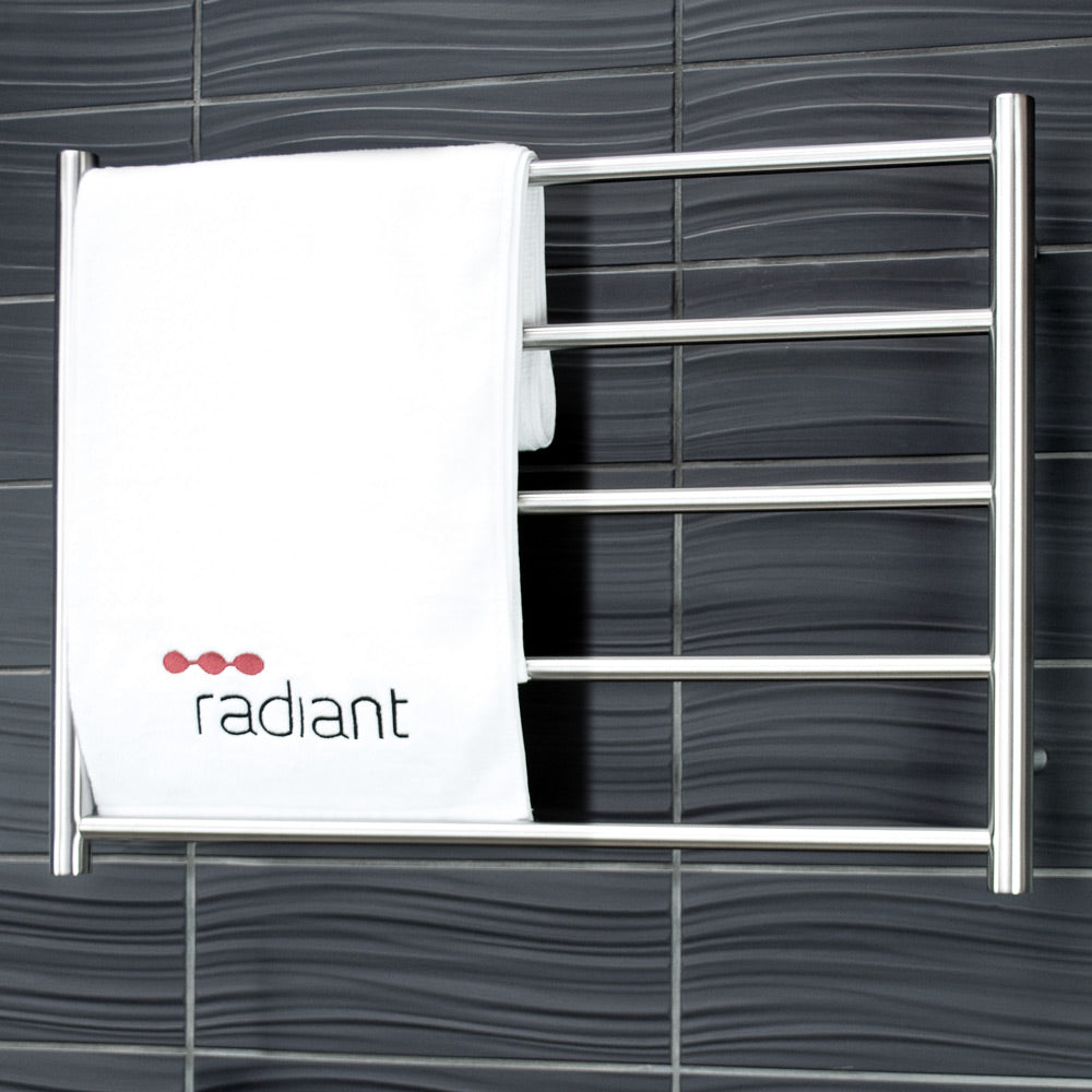 RADIANT HEATING 5-BARS ROUND HEATED TOWEL RAIL BRUSHED SATIN 750MM