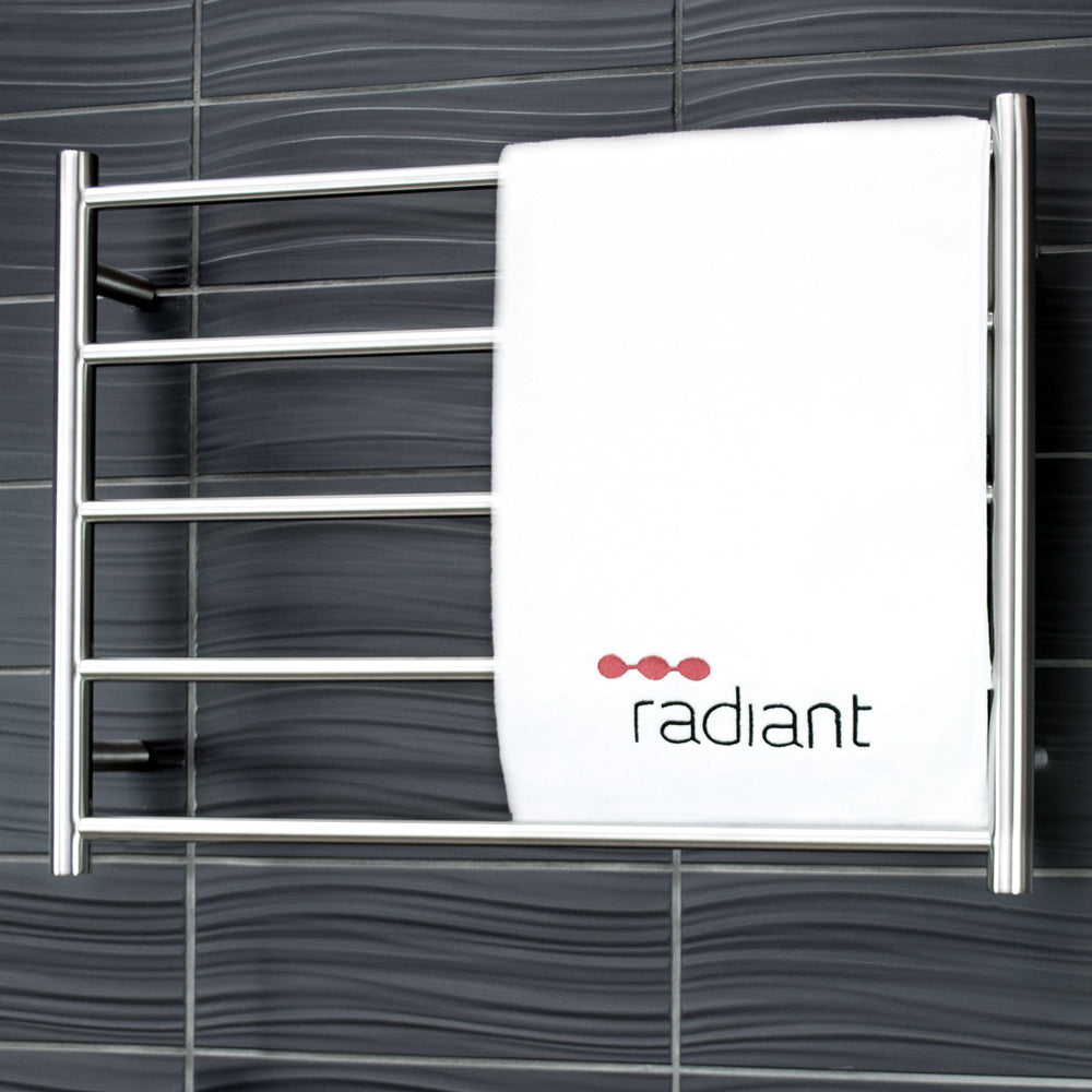 RADIANT HEATING 5-BARS ROUND HEATED TOWEL RAIL BRUSHED SATIN 750MM