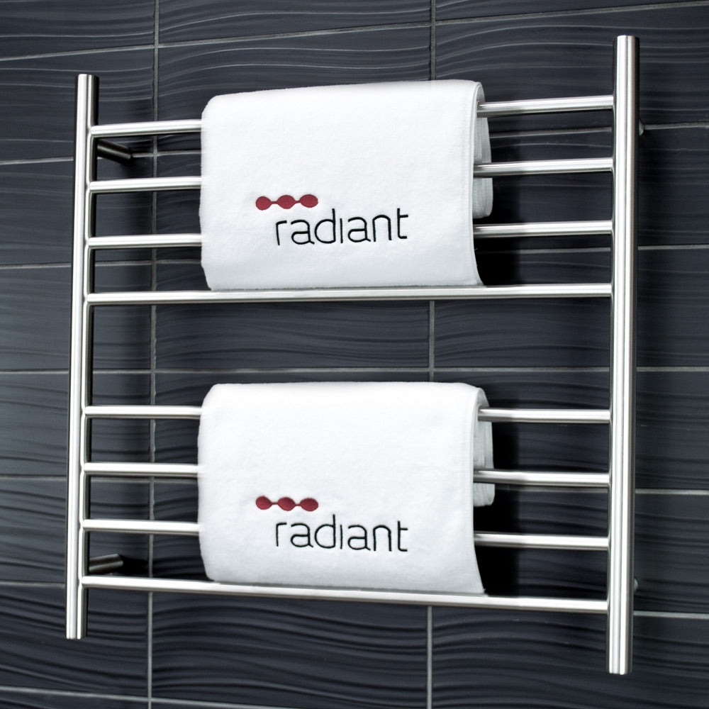 RADIANT HEATING 8-BARS ROUND HEATED TOWEL RAIL BRUSHED SATIN 125WATTS 750MM