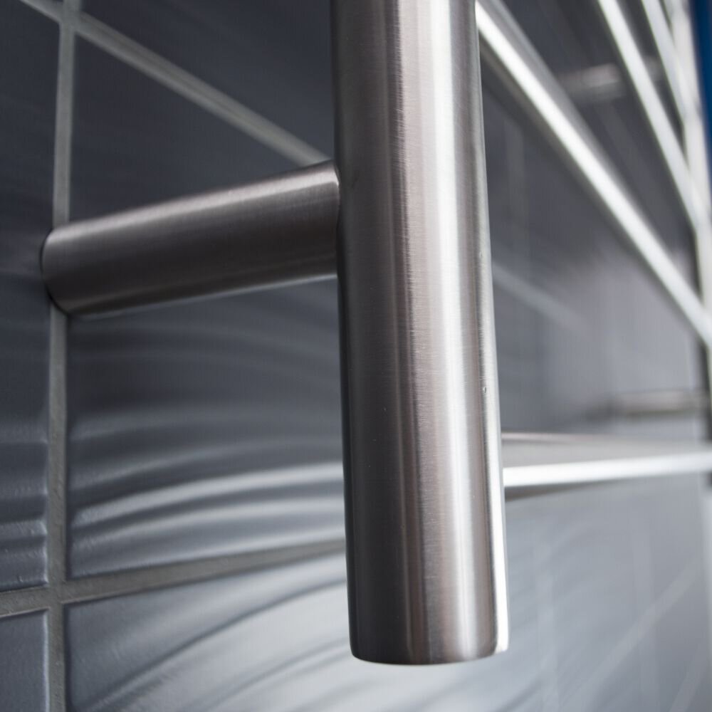 RADIANT HEATING 8-BARS ROUND HEATED TOWEL RAIL BRUSHED SATIN 125WATTS 750MM
