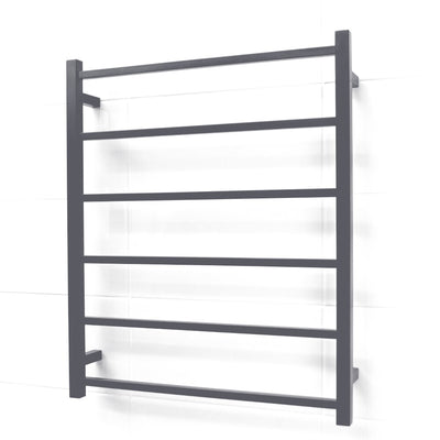 RADIANT HEATING 6-BARS SQUARE NON-HEATED TOWEL RAIL MATTE BLACK 700MM