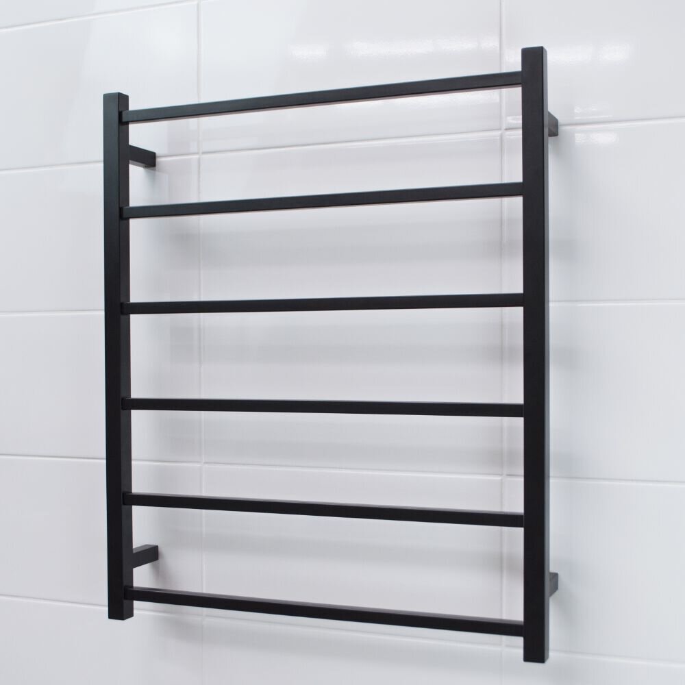 RADIANT HEATING 6-BARS SQUARE NON-HEATED TOWEL RAIL MATTE BLACK 700MM