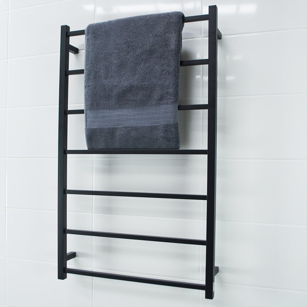 RADIANT HEATING 7-BARS SQUARE NON-HEATED TOWEL RAIL MATTE BLACK 700MM