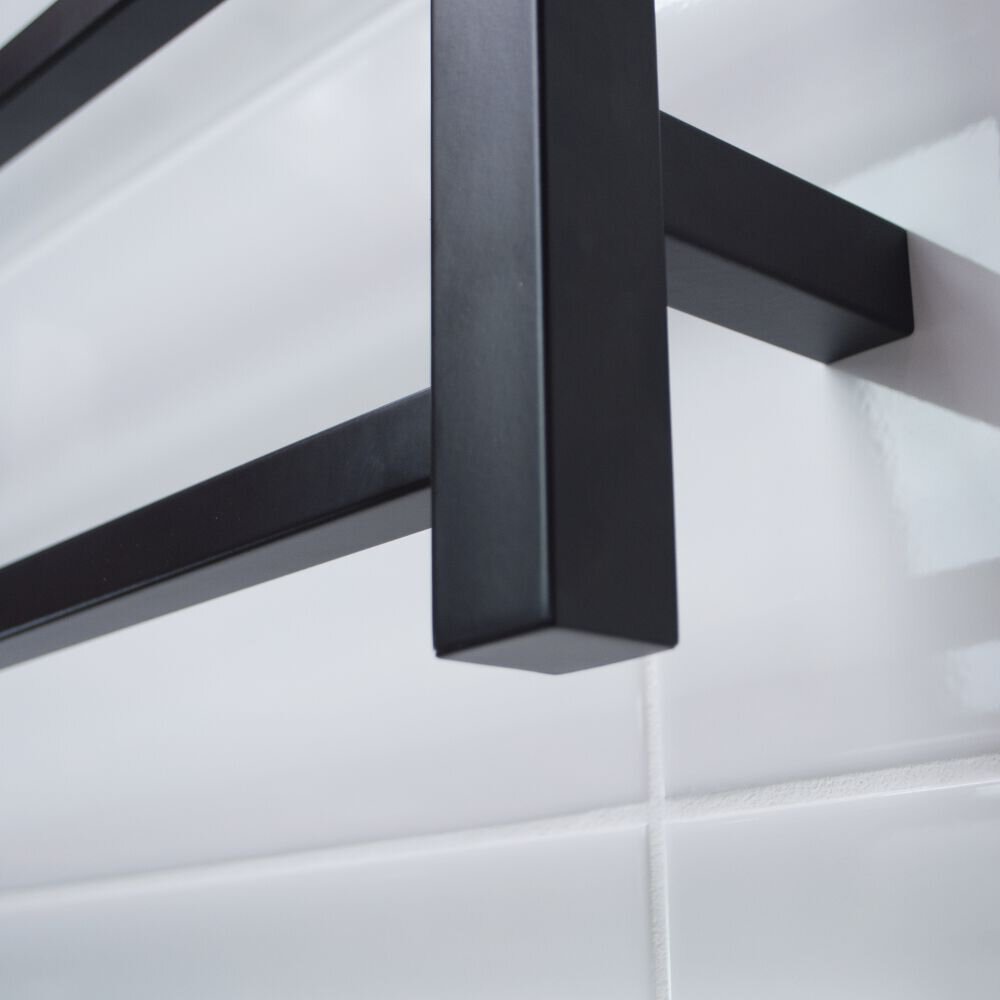 RADIANT HEATING 7-BARS SQUARE NON-HEATED TOWEL RAIL MATTE BLACK 700MM