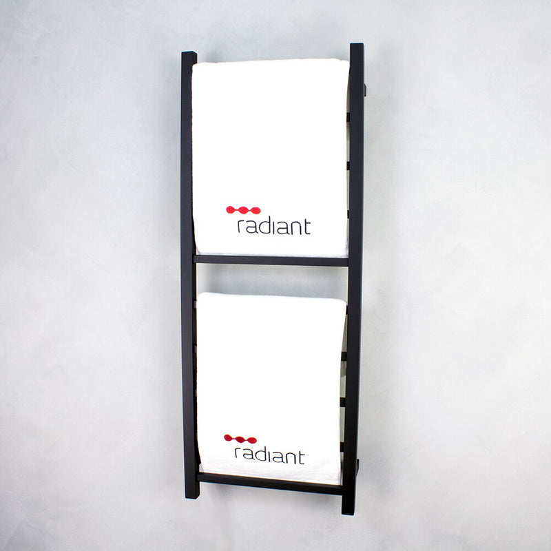 RADIANT HEATING 10-BARS SQUARE HEATED TOWEL RAIL MATTE BLACK 80WATTS 430MM