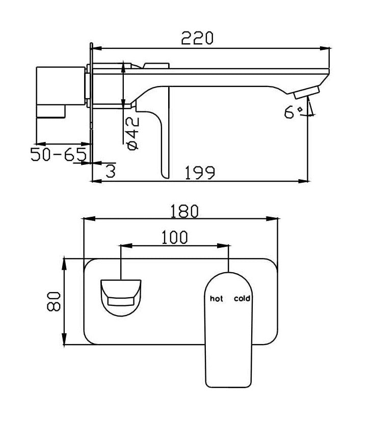 TAPART BATEAU WALL MIXER WITH OUTLET 180MM BRUSHED GOLD