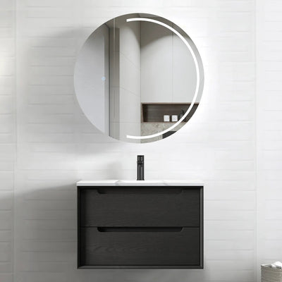 OTTI BYRON BLACK OAK 750MM SINGLE BOWL WALL HUNG VANITY