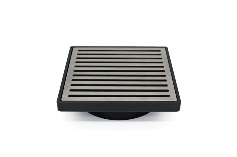 GRATES2GO SLIMLINE UPVC POINT DRAIN WITH CONTEMPO GRATE BLACK 117MM