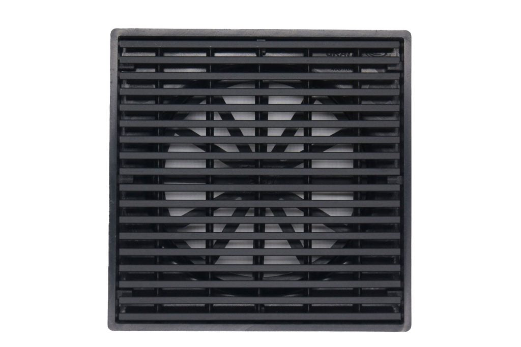 GRATES2GO SLIMLINE UPVC BLACK POINT DRAIN WITH  WEDGE WIRE GRATE MATTE BLACK 100MM