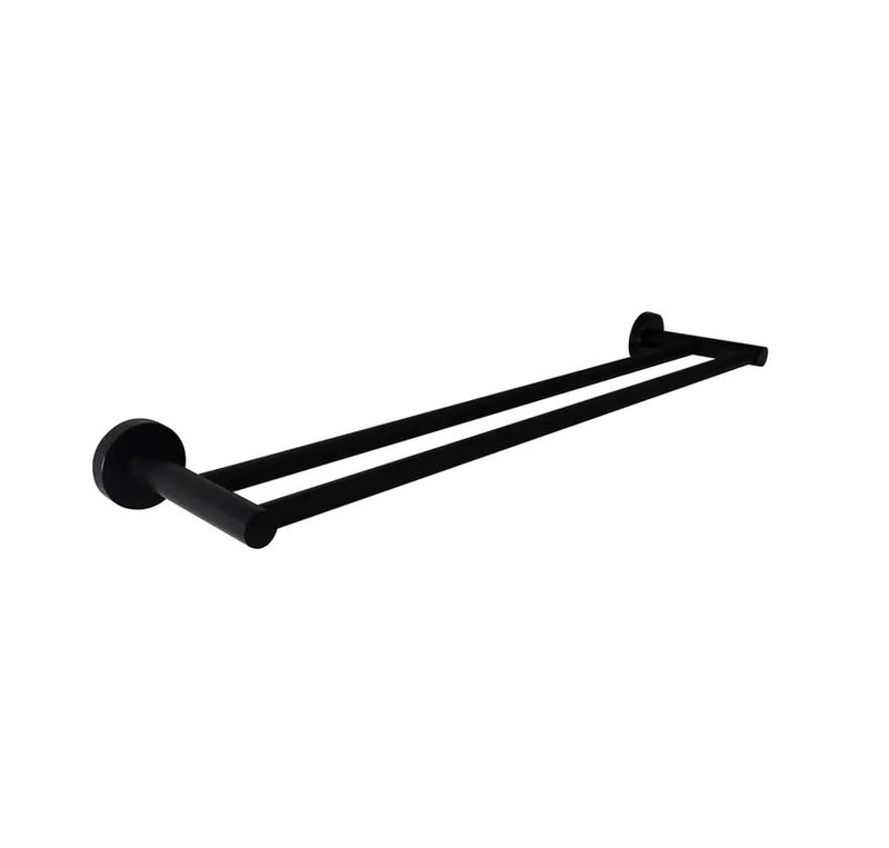INSPIRE RONDO DOUBLE NON-HEATED TOWEL RAIL MATTE BLACK 600MM AND 750MM