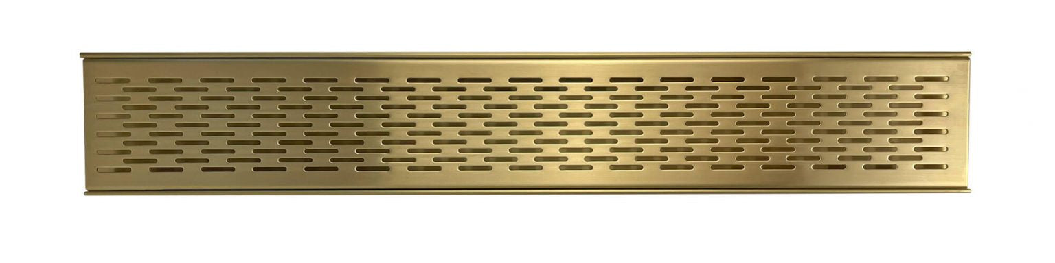 GRATES2GO NATURAL BRASS BRICK PATTERN DRAIN 1000MM LENGTH (CUSTOM AVAILABLE)