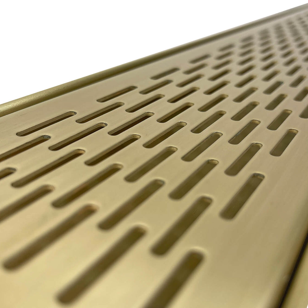 GRATES2GO NATURAL BRASS BRICK PATTERN DRAIN 1000MM LENGTH (CUSTOM AVAILABLE)