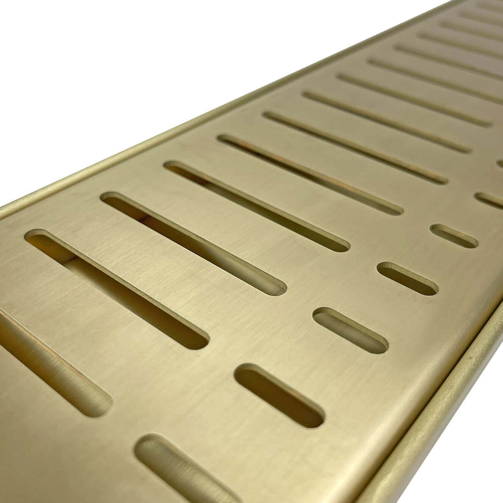 GRATES2GO NATURAL BRASS FLOW PATTERN DRAIN 1000MM LENGTH (CUSTOM AVAILABLE)