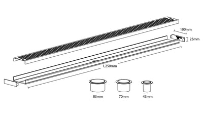 GRATES2GO UPVC BRICK PATTERN MODULAR KIT BLACK 100MM