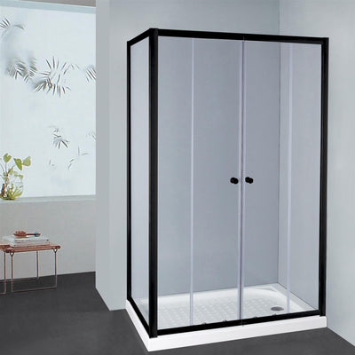 COVEY SEMI-FRAMELESS DOUBLE HORIZONTAL SLIDING DOOR SHOWER SCREEN MATTE BLACK