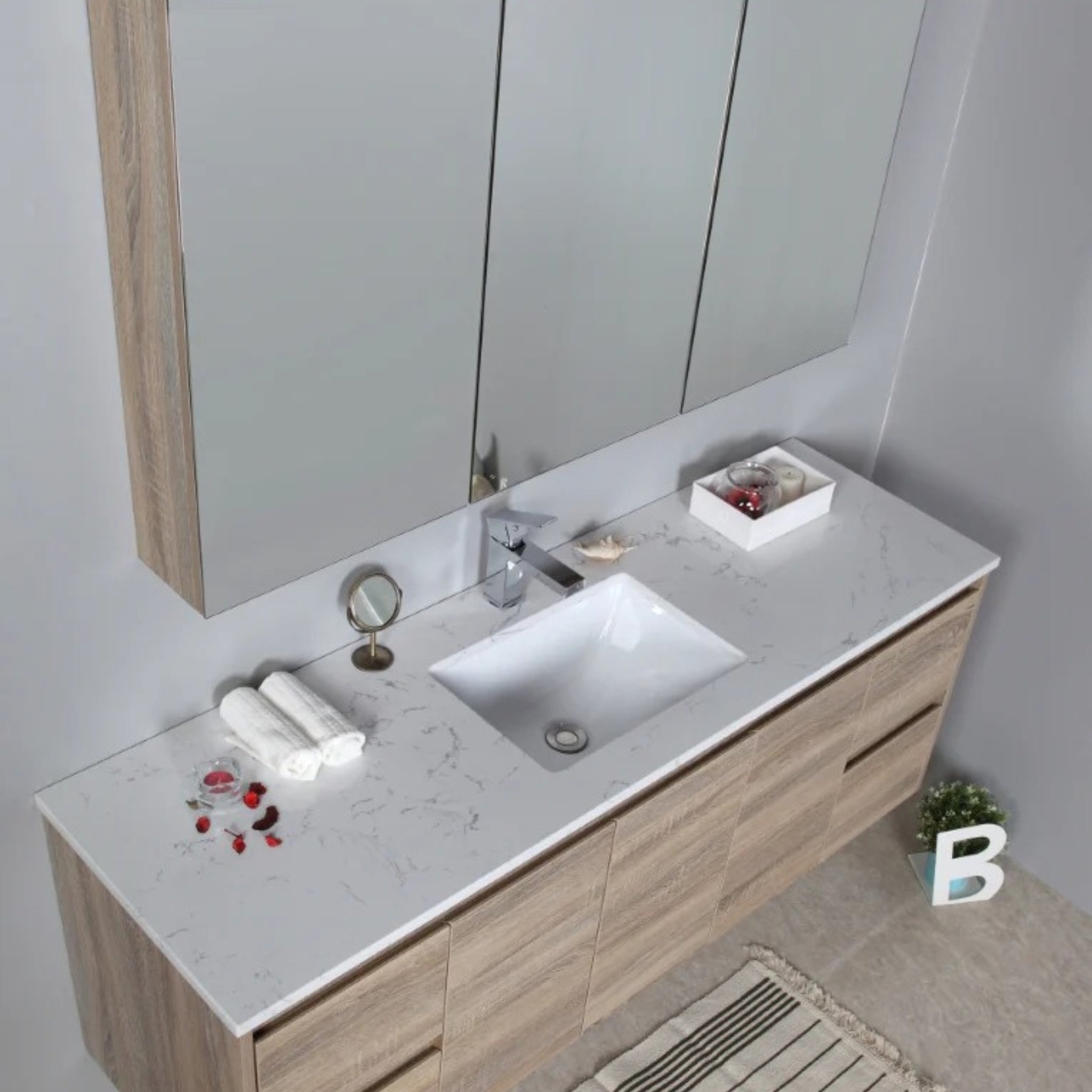 AULIC GRACE WHITE OAK 1500MM SINGLE BOWL WALL HUNG VANITY