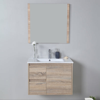 AULIC GRACE WHITE OAK 750MM LEFT HAND AND RIGHT HAND DRAWER WALL HUNG VANITY